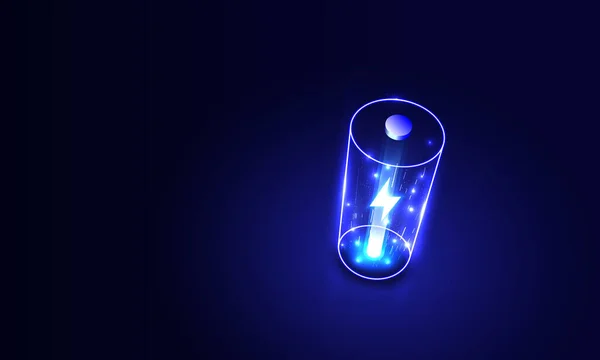 Puissance Lumineuse Néon Stockage Futuriste Énergie Batterie Lithium Ion Rechargeable — Image vectorielle