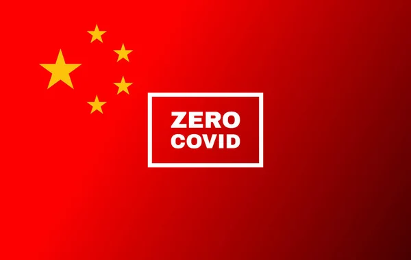Nulový Kovid Text Pozadí Porcelánové Vlajky Čína Nulová Koncepce Politiky — Stockový vektor