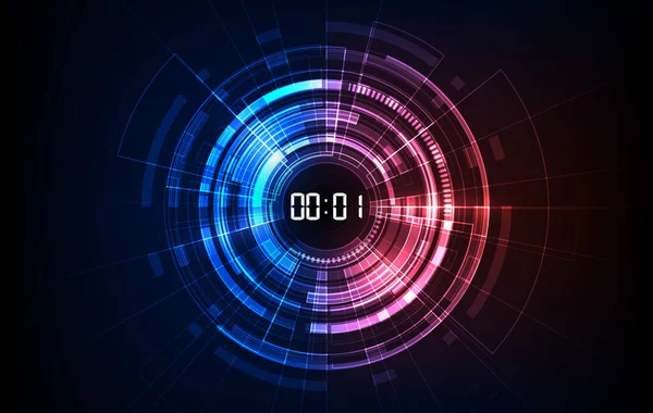 Abstract Futuristic Technology Sfondo Con Concetto Timer Numerico Digitale Countdown — Vettoriale Stock