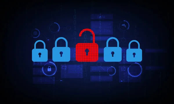 Cybersecurity Concept Internet Security Screen Padlock Vektorová Grafika