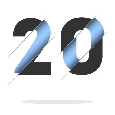 20 number, 3d cut design. Icon for celebration design. Vector typography. Creative black design. Vector texture.