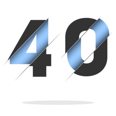 40 number, 3d cut design. Icon for celebration design. Vector typography. Creative black design. Vector texture.