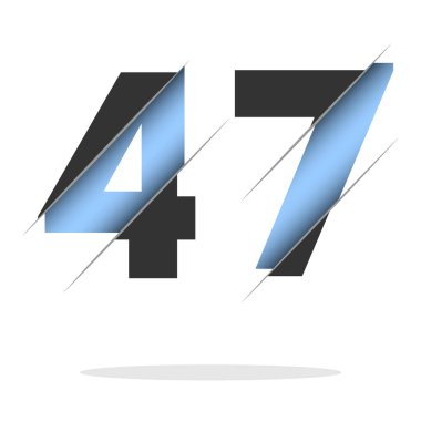 47 number, 3d cut design. Icon for celebration design. Vector typography. Creative black design. Vector texture.