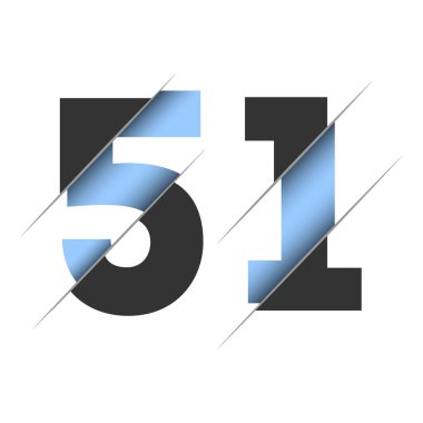 51 number, 3d cut design. Icon for celebration design. Vector typography. Creative black design. Vector texture.