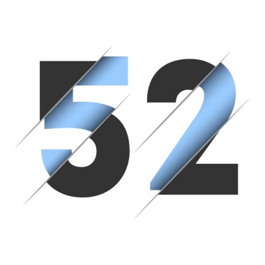 52 number, 3d cut design. Icon for celebration design. Vector typography. Creative black design. Vector texture.