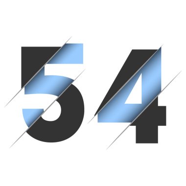 54 number, 3d cut design. Icon for celebration design. Vector typography. Creative black design. Vector texture.