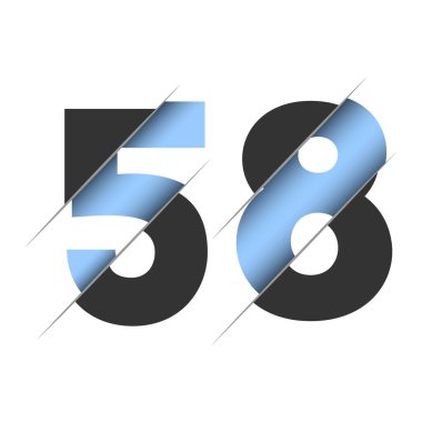 58 number, 3d cut design. Icon for celebration design. Vector typography. Creative black design. Vector texture.