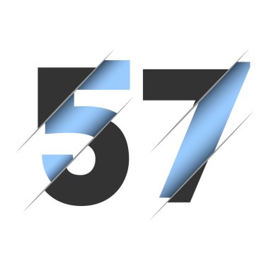 57 number, 3d cut design. Icon for celebration design. Vector typography. Creative black design. Vector texture.
