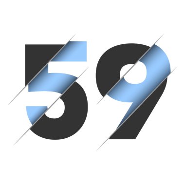 59 number, 3d cut design. Icon for celebration design. Vector typography. Creative black design. Vector texture.
