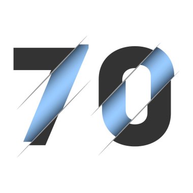 70 number, 3d cut design. Icon for celebration design. Vector typography. Creative black design. Vector texture.