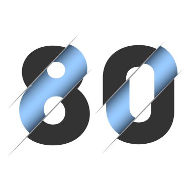 80 number, 3d cut design. Icon for celebration design. Vector typography. Creative black design. Vector texture.