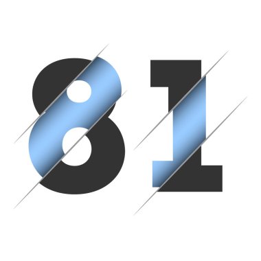 81 number, 3d cut design. Icon for celebration design. Vector typography. Creative black design. Vector texture.