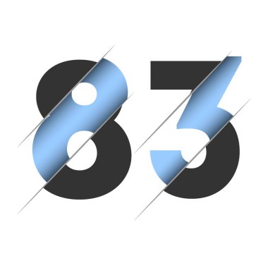 83 number, 3d cut design. Icon for celebration design. Vector typography. Creative black design. Vector texture.