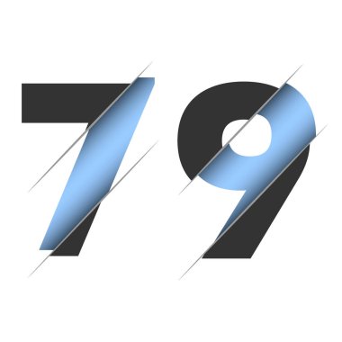 79 number, 3d cut design. Icon for celebration design. Vector typography. Creative black design. Vector texture.