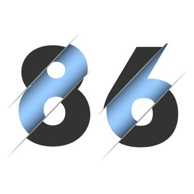 86 number, 3d cut design. Icon for celebration design. Vector typography. Creative black design. Vector texture.
