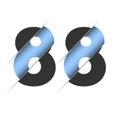 88 number, 3d cut design. Icon for celebration design. Vector typography. Creative black design. Vector texture.