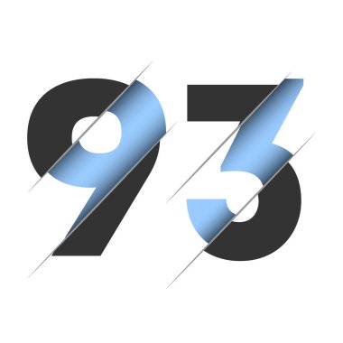 93 number, 3d cut design. Icon for celebration design. Vector typography. Creative black design. Vector texture.