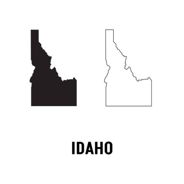Idaho, ABD 'nin ana hatları. Siyah ve beyaz renk seçenekleri ile haritala. Vektör İllüstrasyonu.