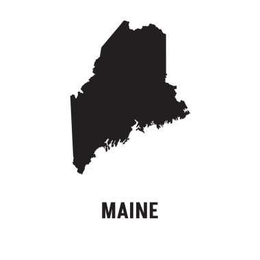 Maine Silueti, Vektör, Görüntü, Simge, Logo, Beyaz Arkaplan.