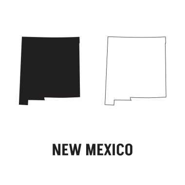 New Mexico Eyaleti, ABD. New Mexico bayrağı ve bölgesi. Beyaz arka planda Amerika Birleşik Devletleri toprakları. Ayrı eyaletler. Vektör illüstrasyonu