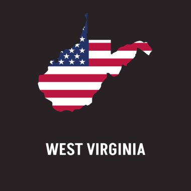 Batı Virginia eyalet haritası. Amerikan bayrağı tarzında..
