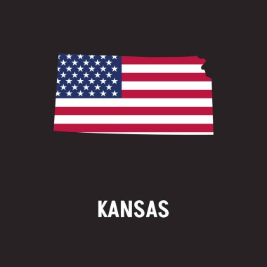 Kansas eyalet haritası. Amerikan bayrağı tarzında..