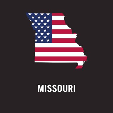 Missouri eyalet haritası. Amerikan bayrağı tarzında..
