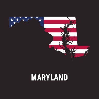 Maryland eyalet haritası. Amerikan bayrağı tarzında..