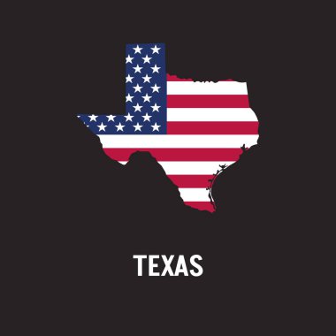 Teksas eyalet haritası. Amerikan bayrağı tarzında..
