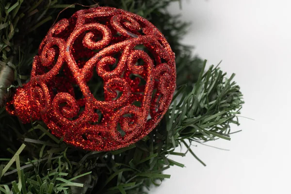 Mooie Rode Ballen Een Kerstsfeer — Stockfoto