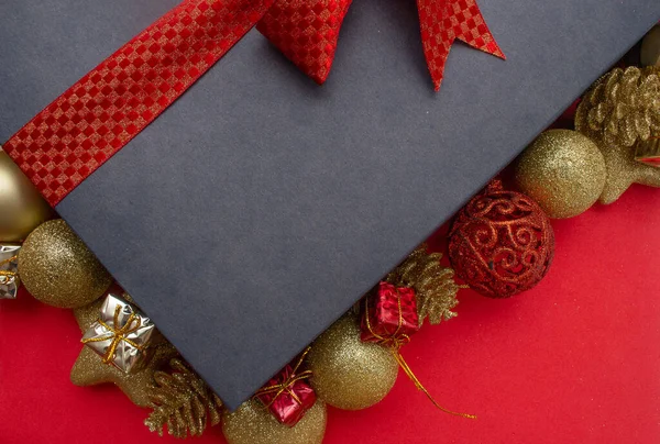 stock image top view of gift box with several ornaments