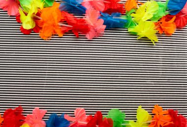 black and white stripes poster with colorful flowers