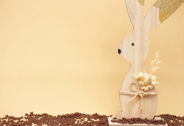 Aster Bunny Orange Background Litte Chocolate Balls Easter — Stock Photo, Image