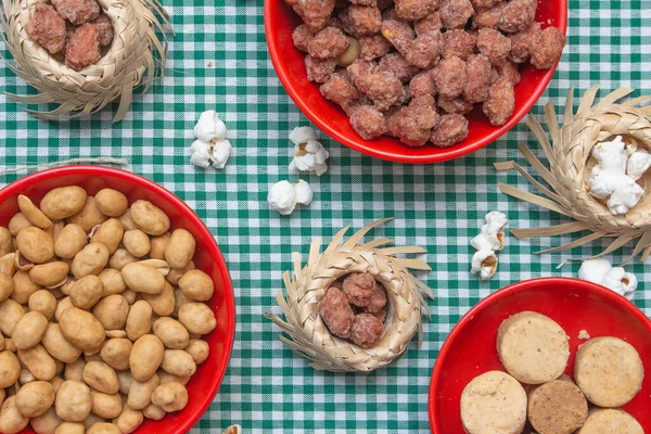 stock image bowl full of sweet and salty peanuts and popcorn - brazilian june party