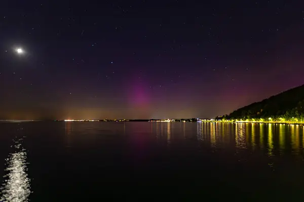 stock image fantastic Northern Lights over Austria and the Lake Constance