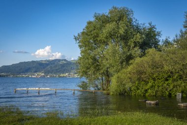 Vorarlberg, Bregenz 'deki Constance Gölü' nün taşkın bölgesi.