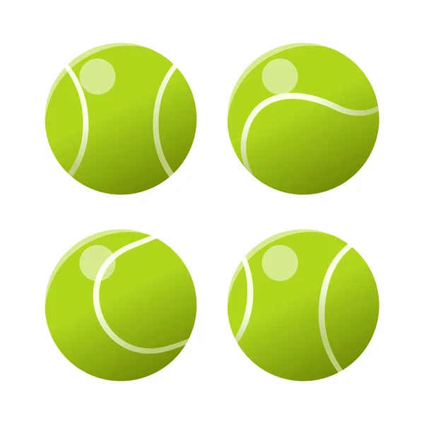 Set Palline Tennis Verdi Sfondo Bianco Design Vettoriale Sport Fitness — Vettoriale Stock