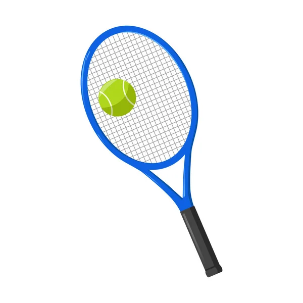 Raquette Tennis Ballon Isolé Sur Fond Blanc Couleur Bleue Illustration — Image vectorielle