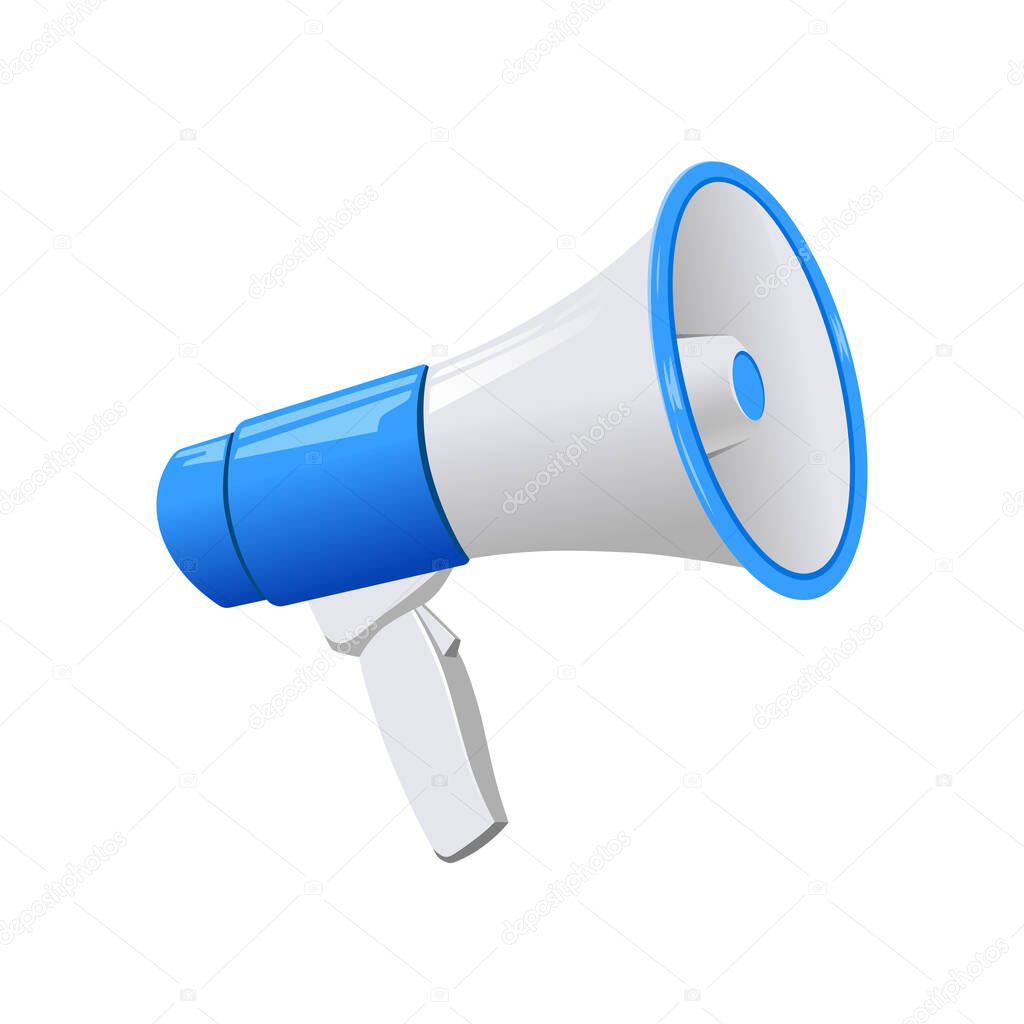 Vector illustration of a megaphone on white background, retro megaphone, vintage design