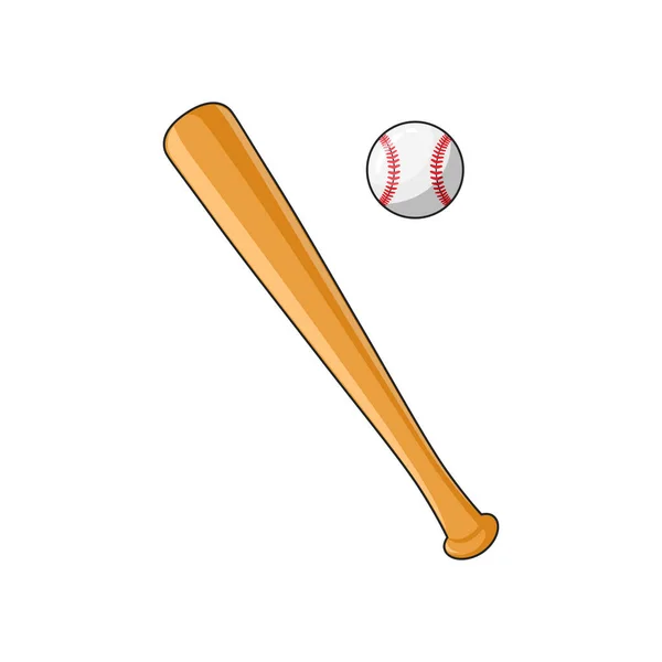 Bâton Baseball Illustration Vectorielle Balle Isolés Sur Fond Blanc Symboles — Image vectorielle