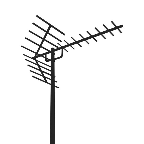 Silhouette Antenne Télévision Isolée Sur Fond Blanc — Image vectorielle