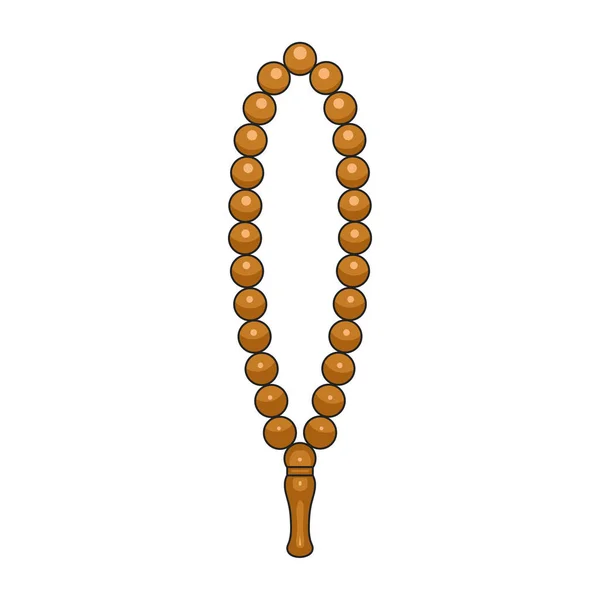 Brown prayer beads made of wood, isolated a white background, vector illustration, prayer beads standing