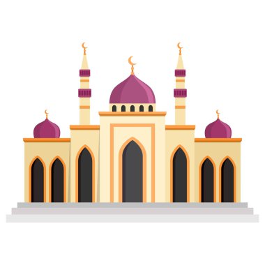 İslami cami düz çizimi harita, bilgi grafikleri ve ramazan tebrik kartı için uygundur, beyaz arka planda izole edilmiş, vektör karikatür tasarımı, doğu kültür simgesi