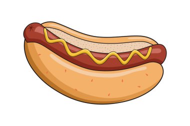 Hotdog vektörü beyaz arkaplanda izole edildi, fast food çizimi, gerçekçi stil tasarımı