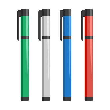 Tıbbi Fener. Tıbbi pratisyenler, özellikle göz, kulak, burun ve ağız gibi küçük vücut parçalarını değerlendirme aracı olarak kullanırlar. Vektör çizimi. Beyaz arkaplanda izole