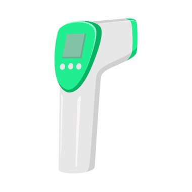 Sıcaklığı ölçmek için kızılötesi termometrenin vektör çizimi. Beyaz bir arkaplanda izole edilmiş