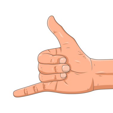 Gerçekçi el hareketi, ara beni. Shaka. El işareti verildi. Vektör çizimi. Beyaz bir arkaplanda izole edilmiş