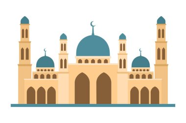 Beyaz arka planda izole edilmiş klasik bir cami. Vektör çizimi. Modern tasarım