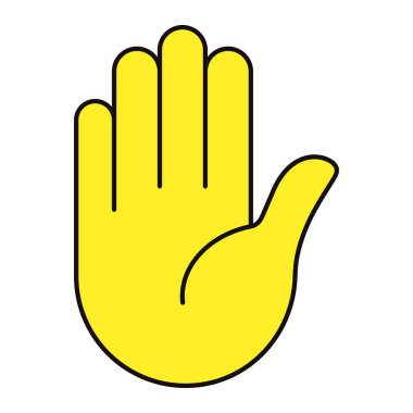 Beyaz bir arka planda izole edilmiş el hareketinin temsili çizimi. Beş parmak emojisi