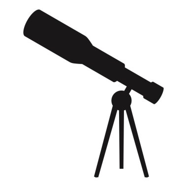 Okullar için bir teleskop. Astronomi, yıldız gözlemi ve Ramazan 'ın başında ve bayramda hilal ayını görmek için bir cihaz. Siluet tasarım vektör çizimi, beyaz bir arkaplanda izole